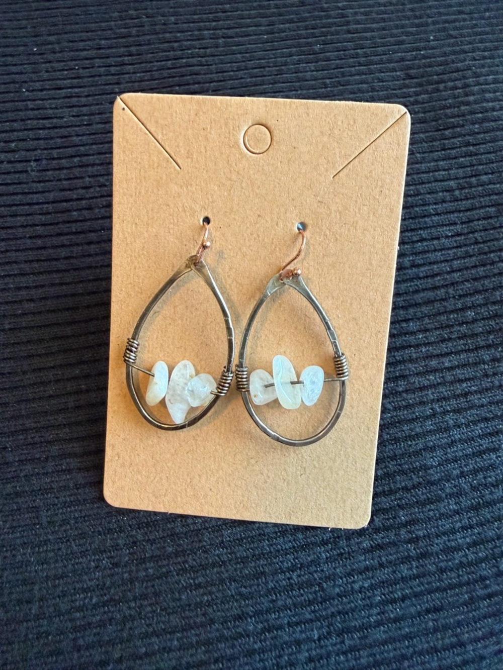 Delicate Teardrop Hoop Earrings with Pale Blue Gem Accents